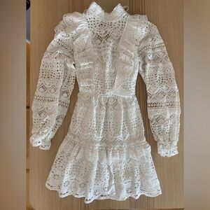 SEA NY | cotton eyelet mini dress | size XS | Patrizia Lace open back dress